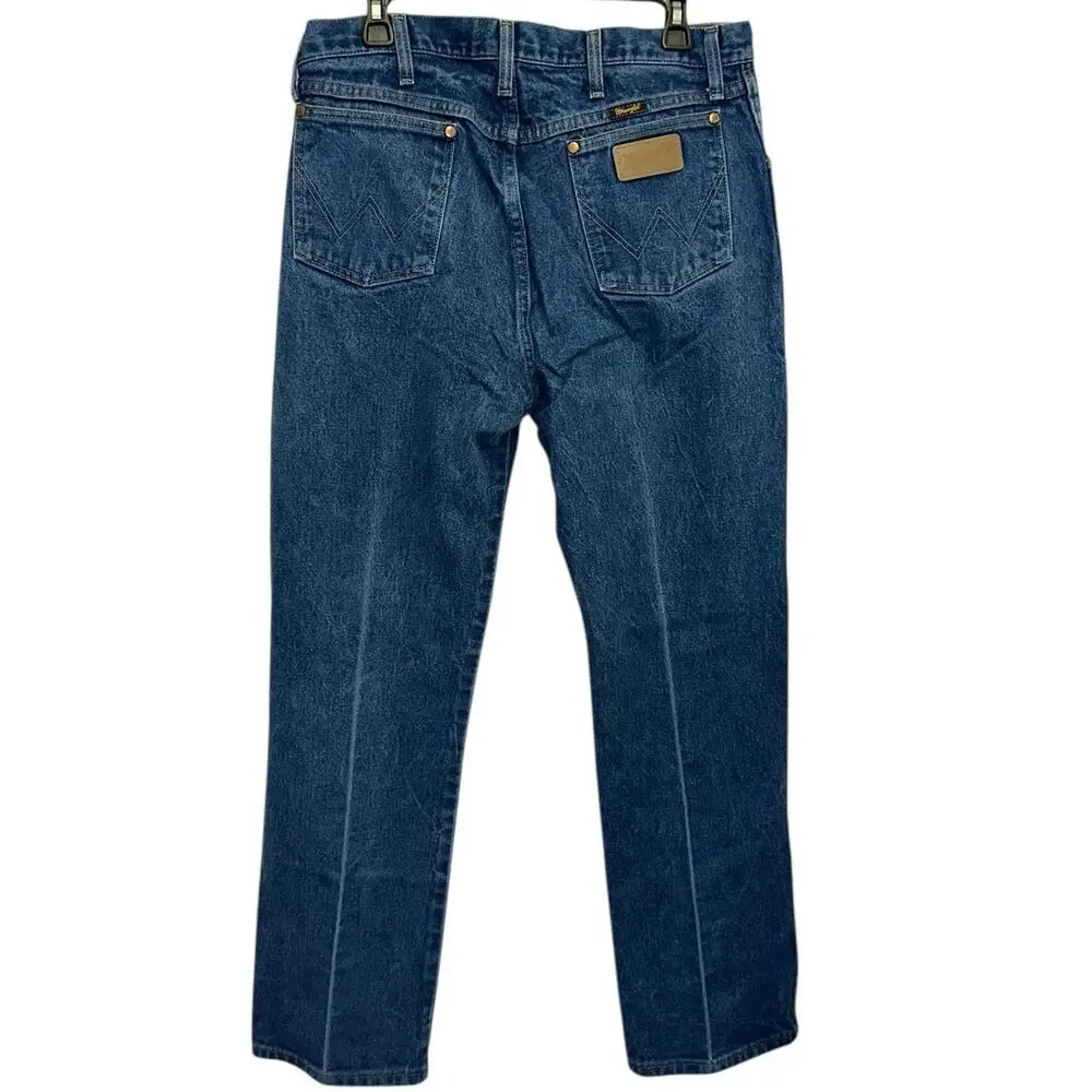 Wrangler‎ Jeans 35x32 Relaxed Straight Leg Blue Denim Classic Western Workwear